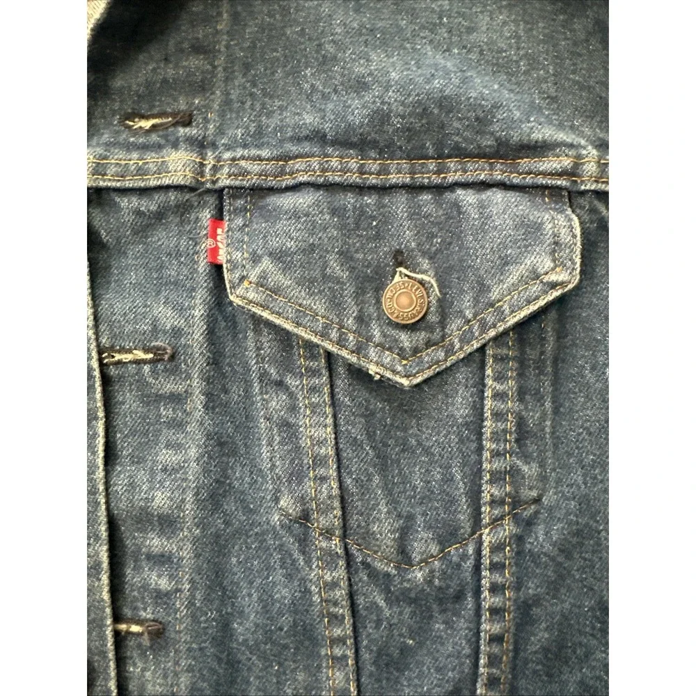 Vintage 1970s Levi's 70505 Trucker Jacket Hand Embroidered Parrot Size 44 Rare